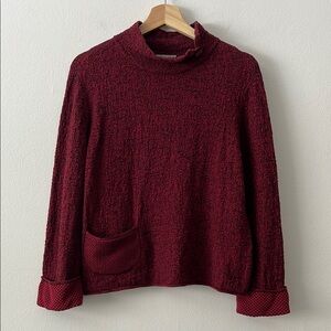 Habitat Cotton Mock Neck Textured Sweater‎ Front Pocket in Red size small